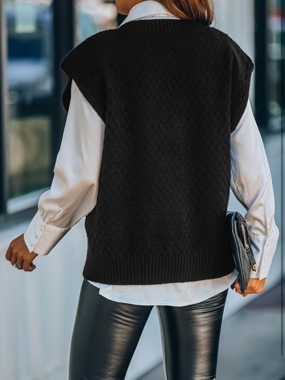 V-Neck Cable Knit Sweater Vest - Picture 2 of 4